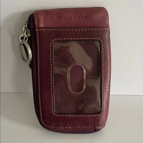Fossil Maroon/Purple Leather Zip Around ID Wallet/ Coin purse - Picture 3 of 8